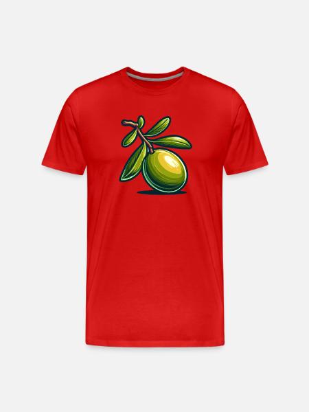 Bright Botanical Cartoon Olive - Men's Premium Organic T-Shirt - red