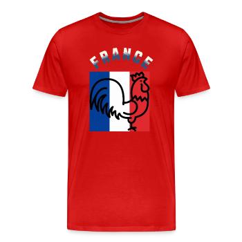 Hahn und Trikolore: Art Frankreich - Männer Premium Bio T-Shirt - Rot - Vorne - Damien (186cm)