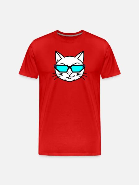 Cat Head Neon Glasses - Men's Premium Organic T-Shirt - red