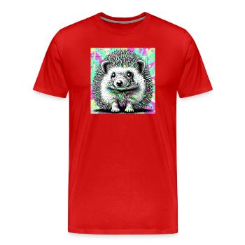 hedgehog - Men's Premium Organic T-Shirt - red - Front - Damien (186cm)