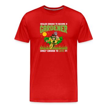 Superhelden-Gärtner - Männer Premium Bio T-Shirt - Rot - Vorne - Damien (186cm)