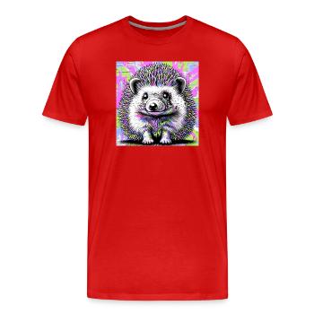 Igel - Männer Premium Bio T-Shirt - Rot - Vorne - Damien (186cm)