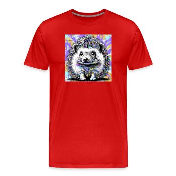 Igel - Männer Premium Bio T-Shirt - Rot - Vorne - Damien (186cm)