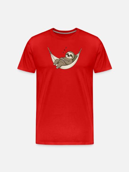 Faultier in der Hängematte - Männer Premium Bio T-Shirt - Rot