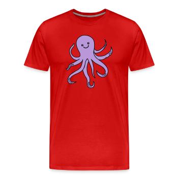 Charme de pieuvre violette - T-shirt bio Premium Homme - rouge - Devant - Damien (186cm)