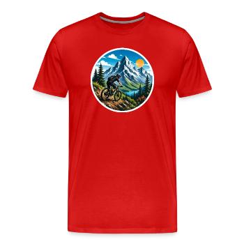 Le VTT en montagne - T-shirt bio Premium Homme - rouge - Devant - Damien (186cm)