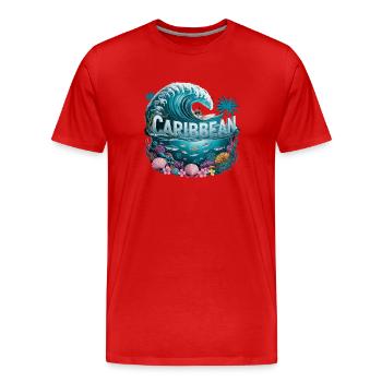 Vagues Caraïbes Aventure Surf Monde Sous-marin - T-shirt bio Premium Homme - rouge - Devant - Damien (186cm)