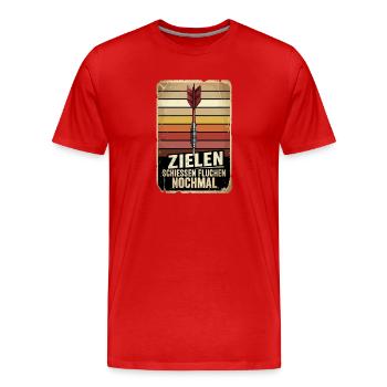 Zielen Schießen Fluchen Nochmal - Männer Premium Bio T-Shirt - Rot - Vorne - Damien (186cm)
