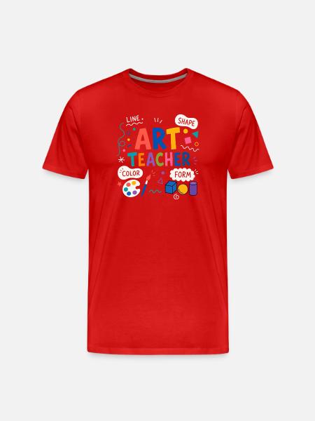 Kunstlehrer-Elemente Linienform Farbe - Männer Premium Bio T-Shirt - Rot