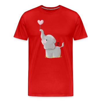 Elefant mit Herzballon - Männer Premium Bio T-Shirt - Rot - Vorne - Damien (186cm)