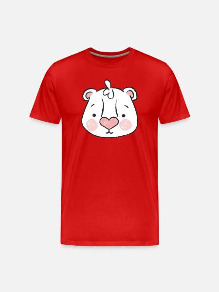 Delicate bear face heart nose - Men's Premium Organic T-Shirt - red
