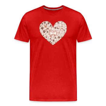 Herzpfoten Blüten Muster - Männer Premium Bio T-Shirt - Rot - Vorne - Damien (186cm)