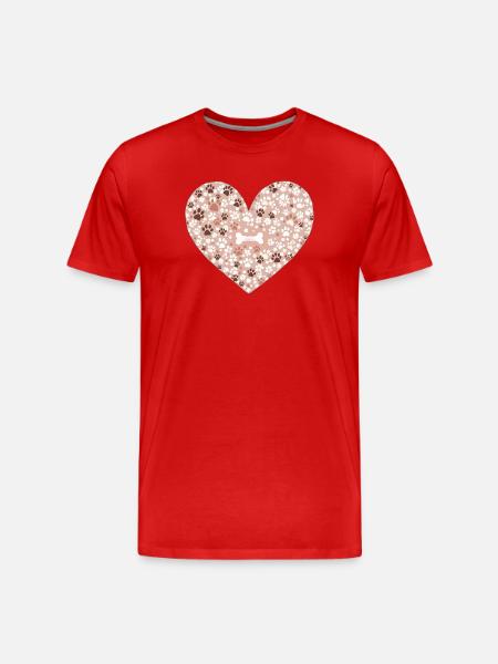 Herzpfoten Blüten Muster - Männer Premium Bio T-Shirt - Rot