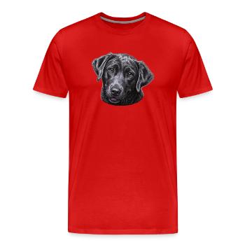 Black Labrador Head Illustration - Men's Premium Organic T-Shirt - red - Front - Damien (186cm)