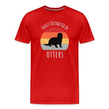 Facilement distrait par le drôle du cadeau de la loutre - T-shirt bio Premium Homme - rouge - Devant - Damien (186cm)