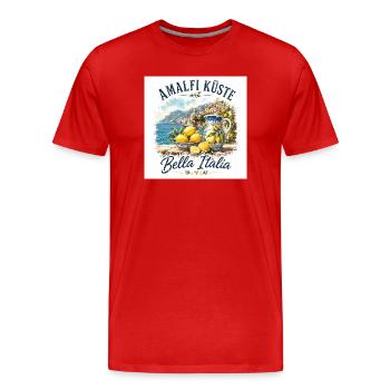 Amalfi - Männer Premium Bio T-Shirt - Rot - Vorne - Damien (186cm)