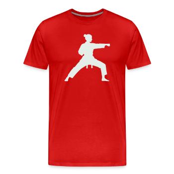 Kampfkunst Silhouette Karate Frau - Männer Premium Bio T-Shirt - Rot - Vorne - Damien (186cm)