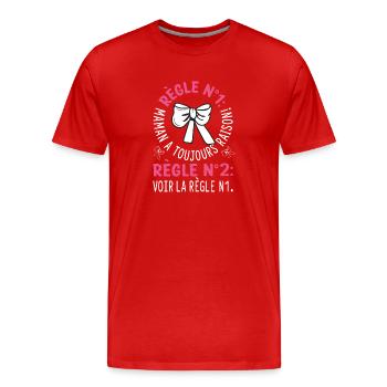 Règle 1 Maman A Toujours Raison Humour Nœud - T-shirt bio Premium Homme - rouge - Devant - Damien (186cm)