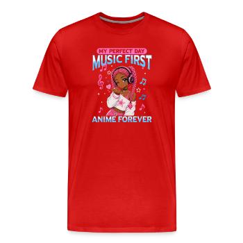 Anime and Music Chibi Black Girl - Männer Premium Bio T-Shirt - Rot - Vorne - Damien (186cm)