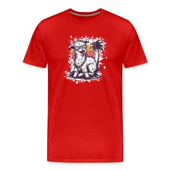 Vacances d’été Alpaga Lama - T-shirt bio Premium Homme - rouge - Devant - Damien (186cm)