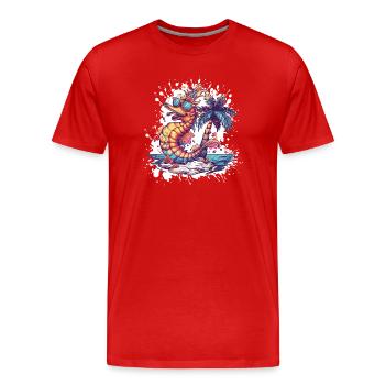 Vacances d’été Seahorse - T-shirt bio Premium Homme - rouge - Devant - Damien (186cm)