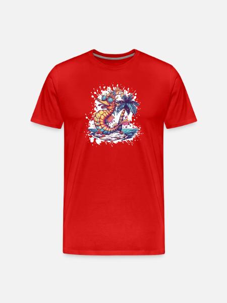 Seepferd Sommer Urlaub - Männer Premium Bio T-Shirt - Rot