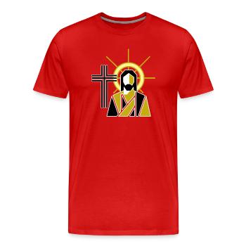 Jésus - T-shirt bio Premium Homme - rouge - Devant - Damien (186cm)