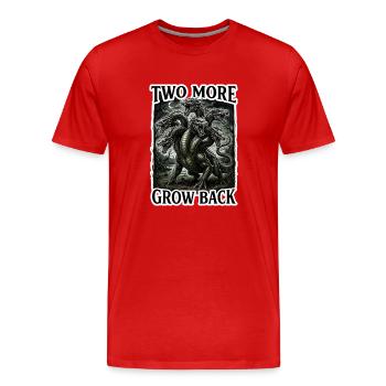 Two More Grow Back - Hydra Dragon TTRPG Design - T-shirt bio Premium Homme - rouge - Devant - Damien (186cm)
