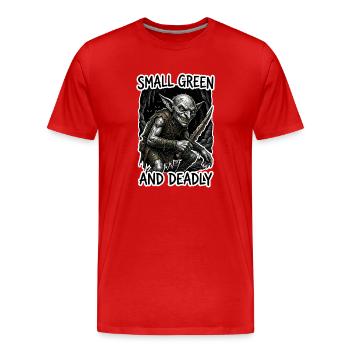 Petit vert et mortel - Art de jeu de rôle sur table de voleur gobelin - T-shirt bio Premium Homme - rouge - Devant - Damien (186cm)