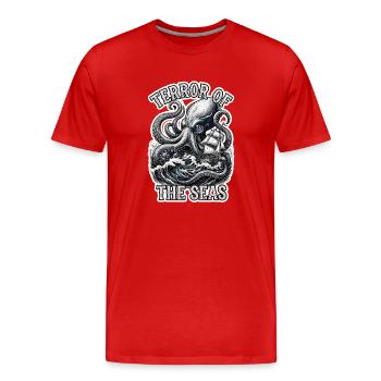 Terreur des mers - Kraken Monster Sea TTRPG - T-shirt bio Premium Homme - rouge - Devant - Damien (186cm)