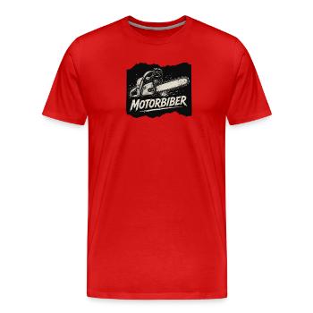 Tronçonneuse Motorbiber - T-shirt bio Premium Homme - rouge - Devant - Damien (186cm)