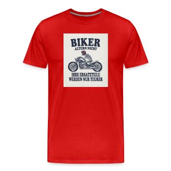 Biker altern nicht Ersatzteile werden teurer - Männer Premium Bio T-Shirt - Rot - Vorne - Damien (186cm)
