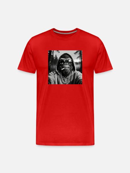 Gorilla smoking cigarette - Men's Premium Organic T-Shirt - red