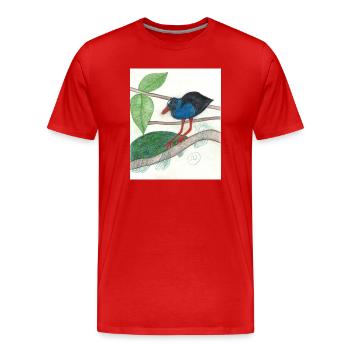 Bronzesultanshuhn - Männer Premium Bio T-Shirt - Rot - Vorne - Damien (186cm)