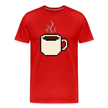 T-shirt Retro Coffee Pixel Tasse de café gaming - T-shirt bio Premium Homme - rouge - Devant - Damien (186cm)