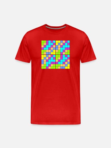 Kaleidoskopisches Pixelmuster - Männer Premium Bio T-Shirt - Rot