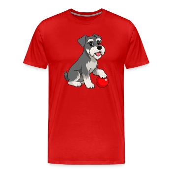 Image joyeuse d’un schnauzer avec une balle rouge - T-shirt bio Premium Homme - rouge - Devant - Damien (186cm)