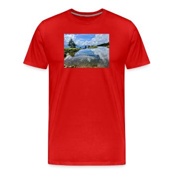 Panorama miroir du lac alpin - T-shirt bio Premium Homme - rouge - Devant - Damien (186cm)
