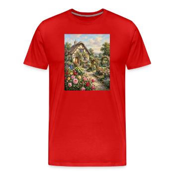 Le jardin de roses du Cottage - T-shirt bio Premium Homme - rouge - Devant - Damien (186cm)