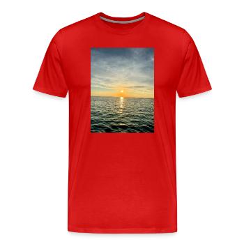 Coucher de soleil au bord de la mer Atmosphère du soir - T-shirt bio Premium Homme - rouge - Devant - Damien (186cm)