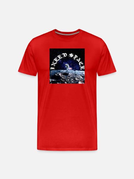 Astronaut on Moon Arc Cosmic Text - Men's Premium Organic T-Shirt - red