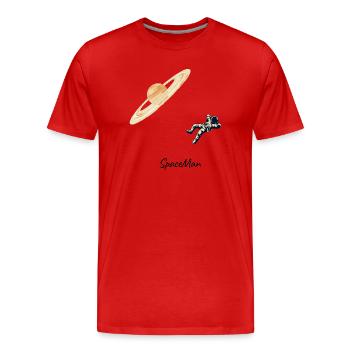 SpaceMan - Astronaute minimaliste & graphique planète - T-shirt bio Premium Homme - rouge - Devant - Damien (186cm)