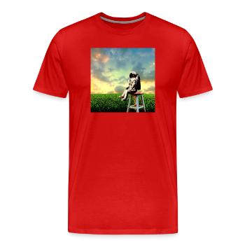 Astronaute au crépuscule dans le champ - T-shirt bio Premium Homme - rouge - Devant - Damien (186cm)