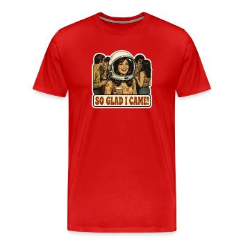 Fille introvertie Casque d’isolement Anxiété sociale - T-shirt bio Premium Homme - rouge - Devant - Damien (186cm)
