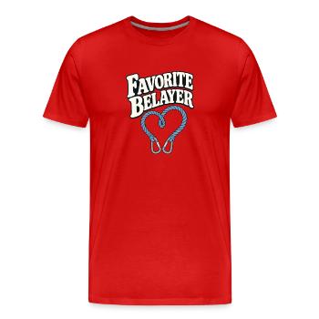 Cadeau préféré du partenaire d’escalade d’assureur - T-shirt bio Premium Homme - rouge - Devant - Damien (186cm)