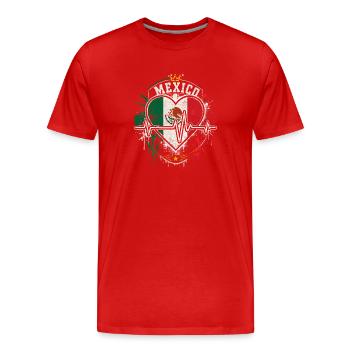 Mexiko Herzflagge Pulse - Männer Premium Bio T-Shirt - Rot - Vorne - Damien (186cm)