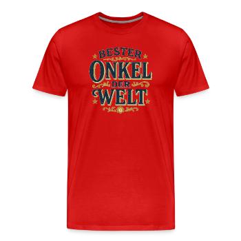 Bester Onkel der Welt Vintage - Männer Premium Bio T-Shirt - Rot - Vorne - Damien (186cm)