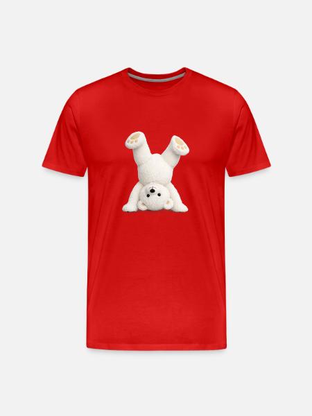 Teddy Bear Headstand - Men's Premium Organic T-Shirt - red