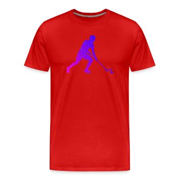 Les joueurs de floorball et de floorball vont ensemble - T-shirt bio Premium Homme - rouge - Devant - Damien (186cm)