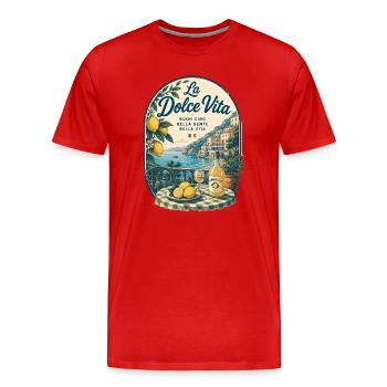 La Dolce Vita am Mittelmeer - Männer Premium Bio T-Shirt - Rot - Vorne - Damien (186cm)